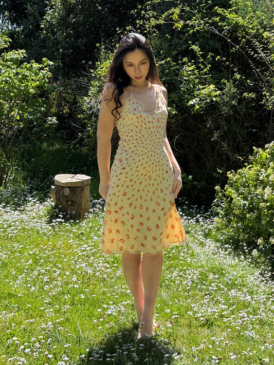 Blumarine 2000SS Rosettes Print Halter Neck Dress
