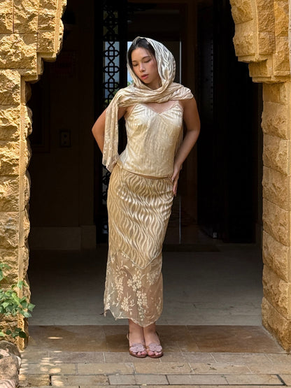 Vintage Italian Designer Nude Mesh Ensemble