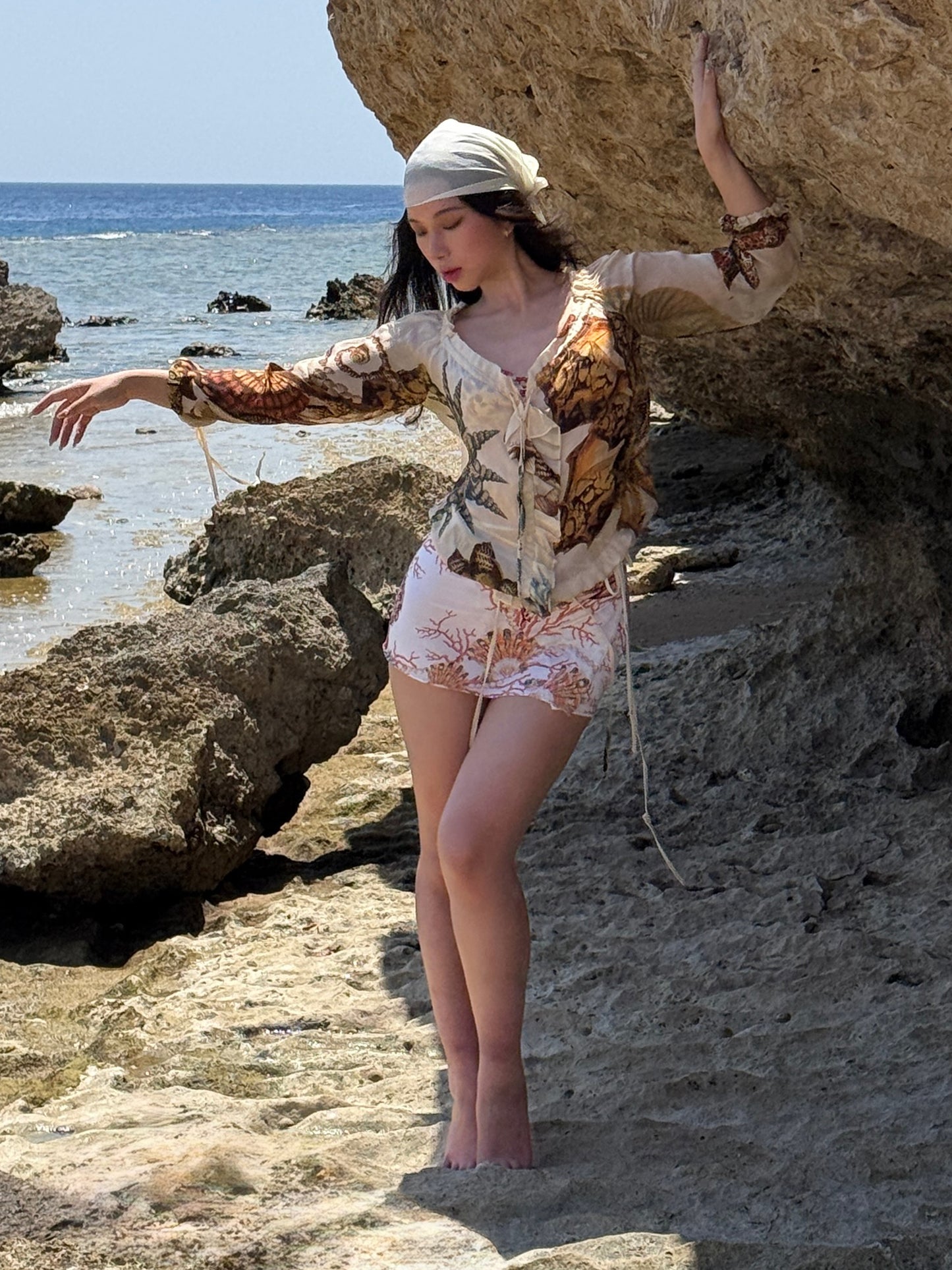 Roberto Cavalli 2005SS Sea Life Silk Blouse & Pareo