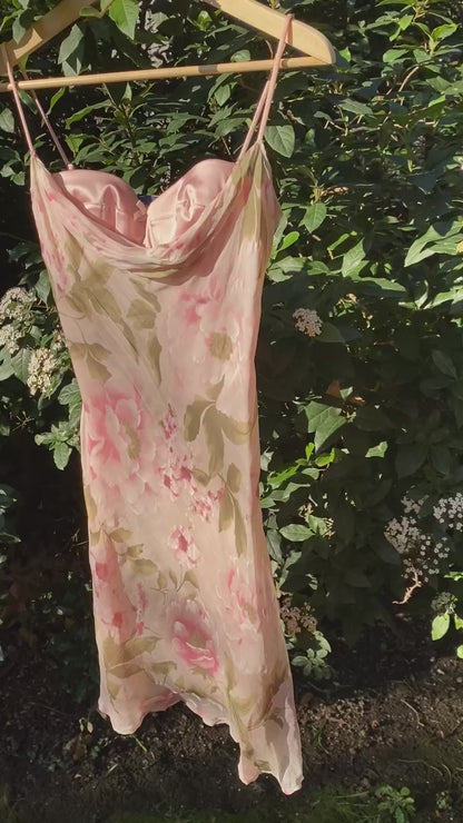 Floral Silk Dress With Built-in Bra