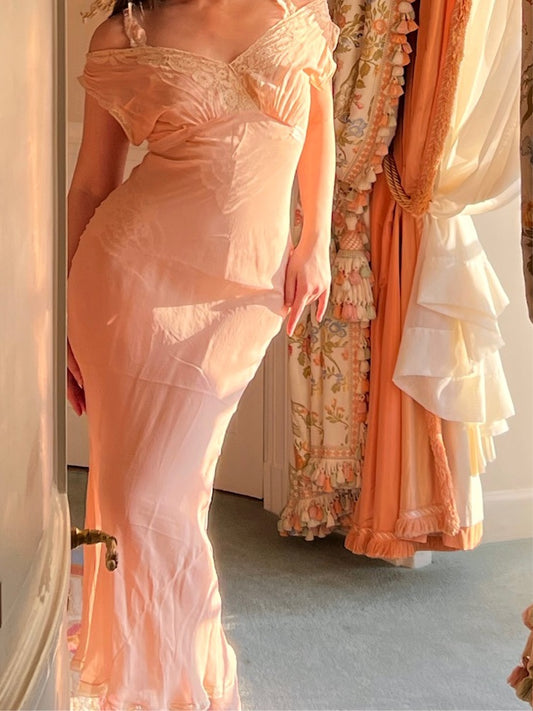 1930s Light Peach Chiffon Nightgown