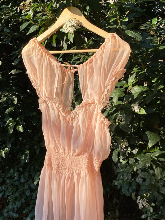 1940s Rose Sheer Nylon Nightdress