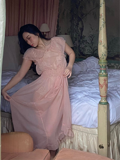 1940s Rose Sheer Nylon Nightdress