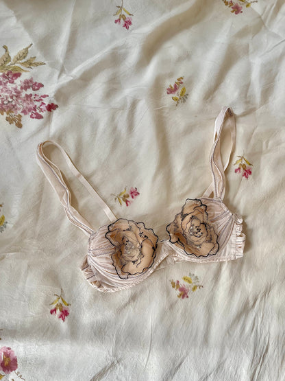 Bra With Rose Appliqué