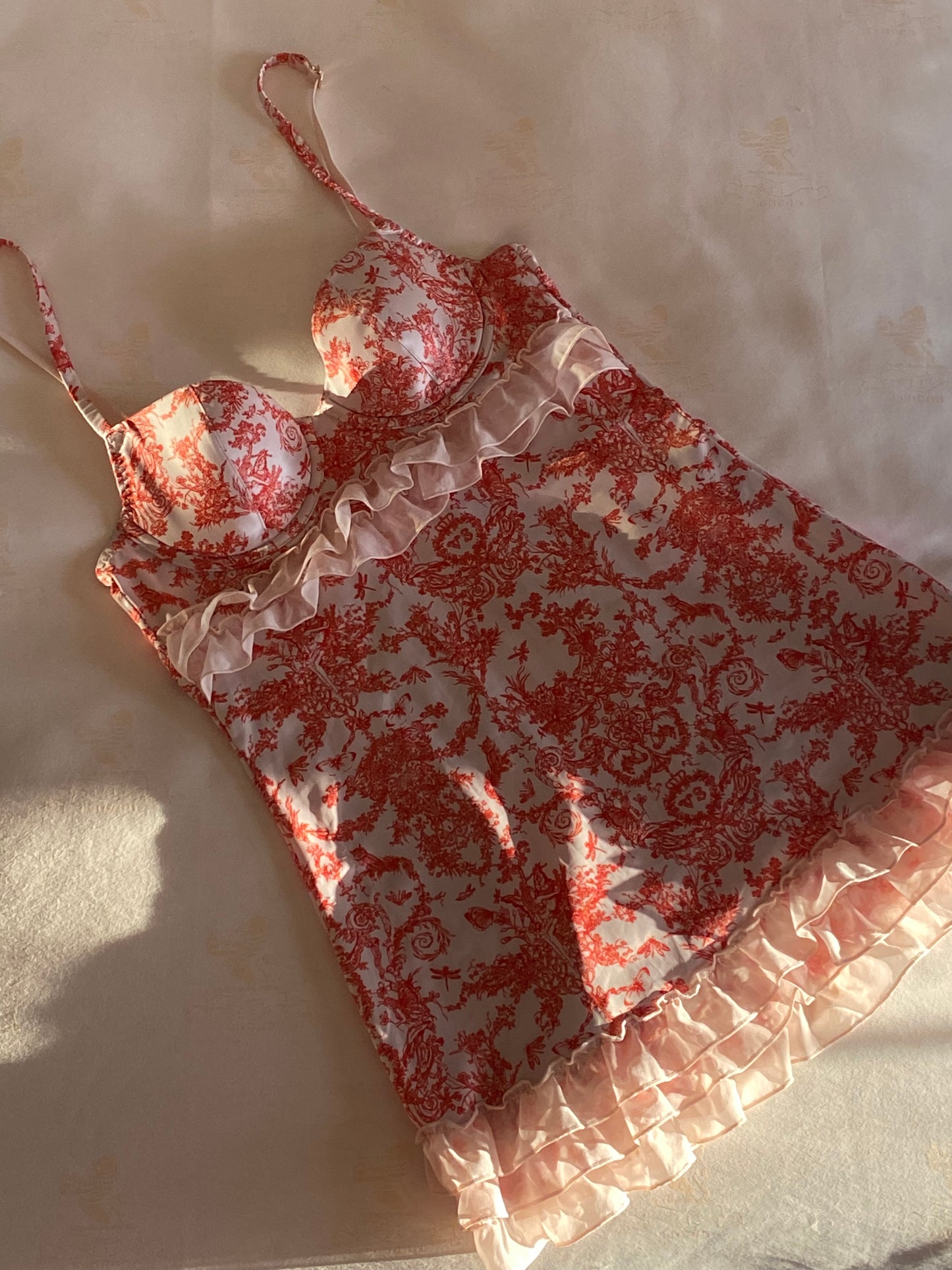 Victoria’s Secret Red Toile De Jouy Bustier Dress