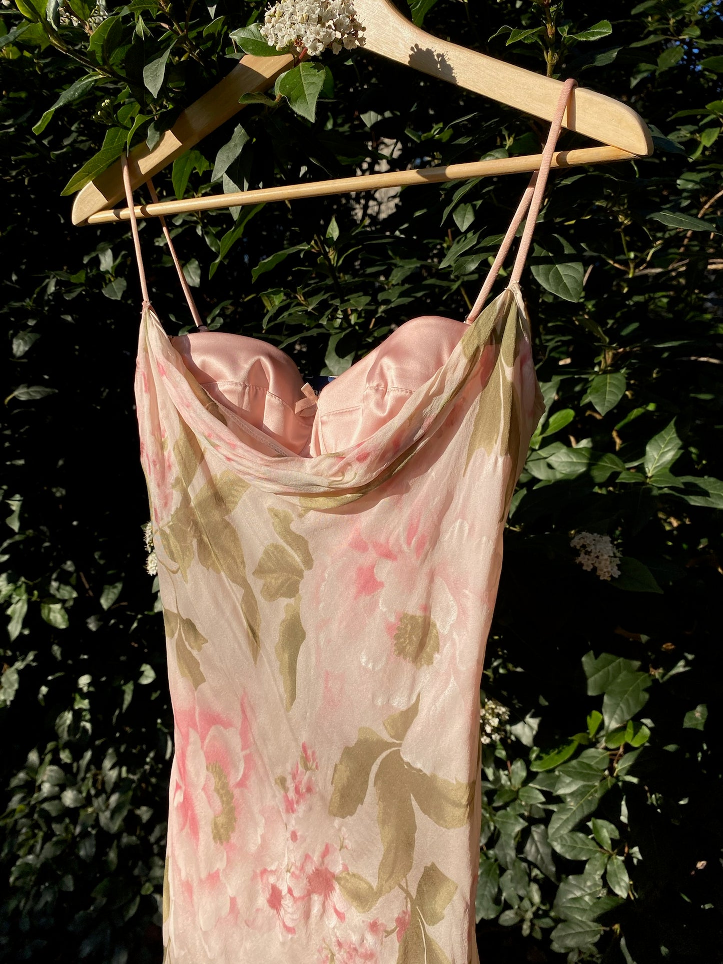 Floral Silk Dress With Built-in Bra